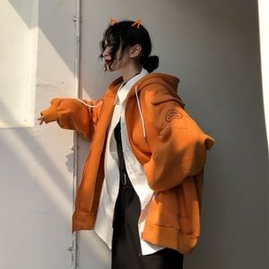 Letter embroidered zip hoodie